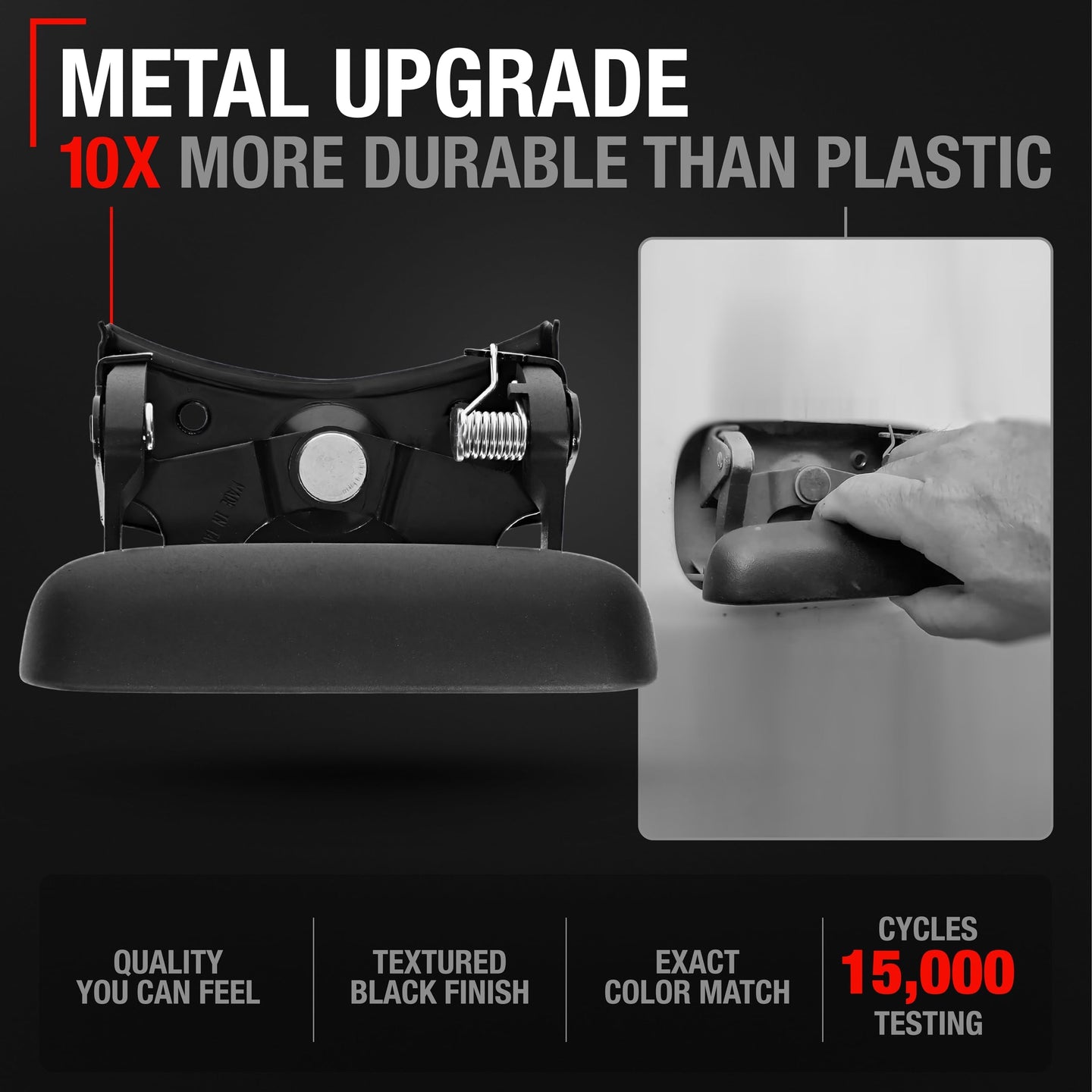 1999-2007 Chevrolet Silverado 1500 2500 3500 GMC Sierra 1500 2500 3500 Tailgate Handle Latch with Improved Bezel Trim and Rod Clips - Upgraded Metal - Metal Handle + Improved Bezel