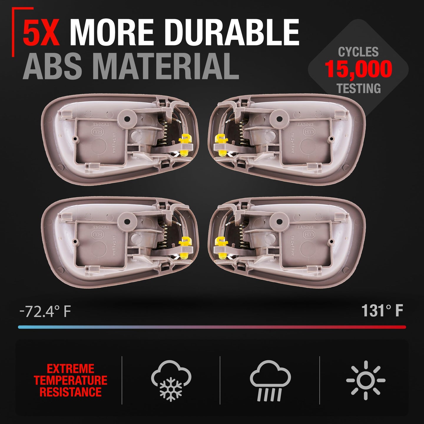 Interior Front/Rear Driver & Passenger Door Handle 4-Piece Set - Compatible with 1998-2002 Toyota Corolla, 98-02 Chevrolet Prizm - Beige - OEM 79500, 80890, 69206-02050-E0, 79501, 80889, 6920502050E0 - 4-Piece Set - Beige