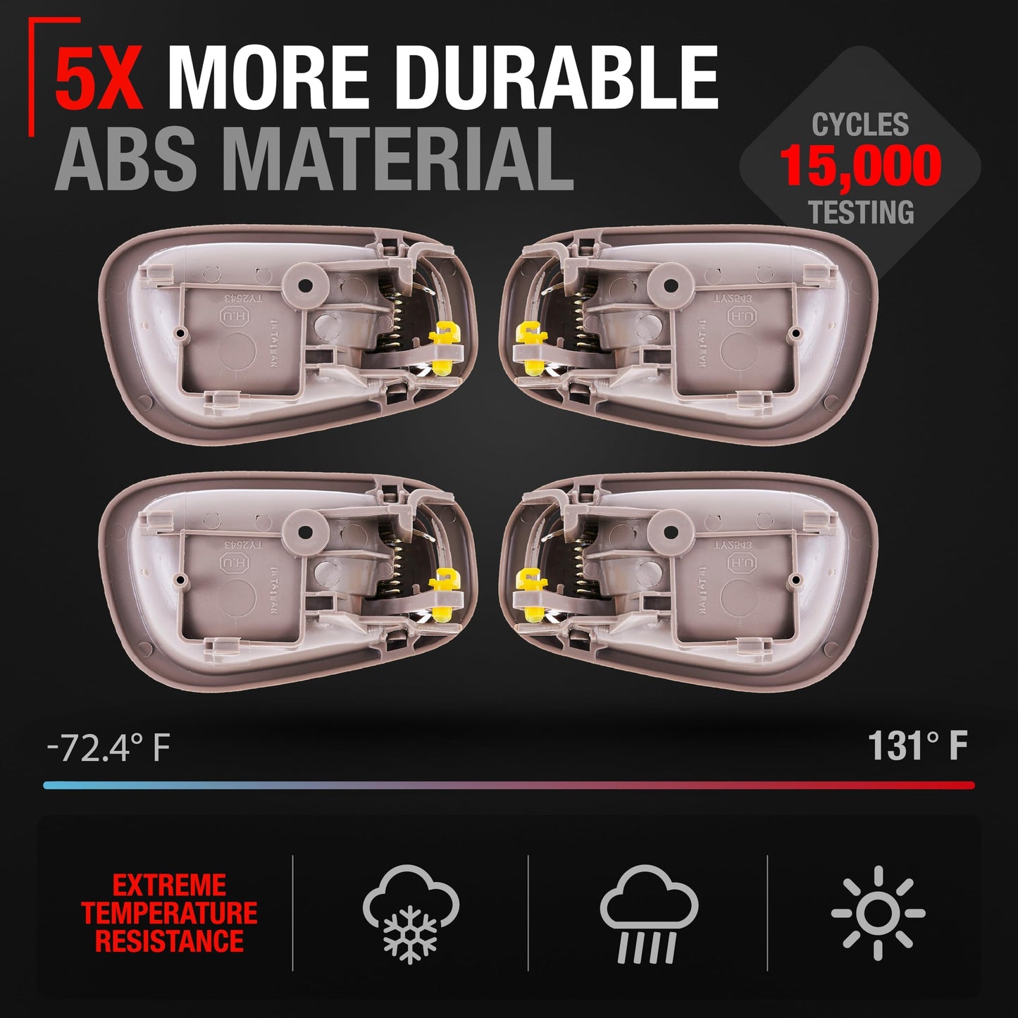 Interior Front/Rear Driver & Passenger Door Handle 4-Piece Set - Compatible with 1998-2002 Toyota Corolla, 98-02 Chevrolet Prizm - Beige - OEM 79500, 80890, 69206-02050-E0, 79501, 80889, 6920502050E0 - 4-Piece Set - Beige