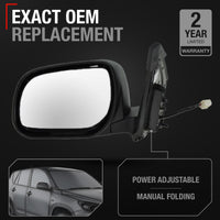 Driver Side Power Adjustable Side View Mirror - Compatible with 2006-2008 Toyota RAV4 - Power Adjust, Manual Folding, Non-Heated, Convex Glass - Paintable Textured Black Housing - OEM 8794042810