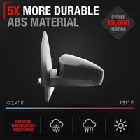 Driver Side Mirror Replacement - Compatible with 2007-2012 Nissan Sentra - Powered Adjustment, Non-Foldable, Flat Glass with English Warning - Black Cover, 8H3P - OEM 96302ET01E, NI1320167 - Driver Side Mirror