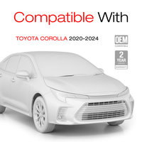 2020-2024 Toyota Corolla Sedan Passenger Side Mirror Replacement - Powered Adjustment Manual Folding Convex Glass Black - Passenger Side Mirror