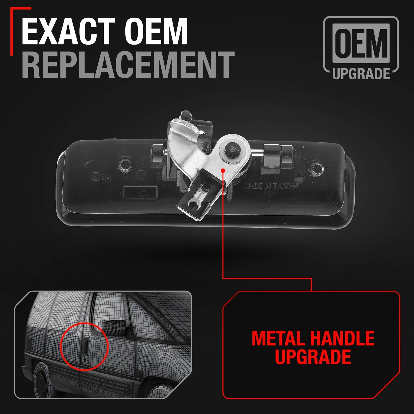 1985-1992 Chevrolet Astro GMC Safari 1990-1996 Pontiac Trans Sport Oldsmobile Silhouette Lumina APV Exterior Front Passenger Door Handle - Metal - Passenger Front Handle