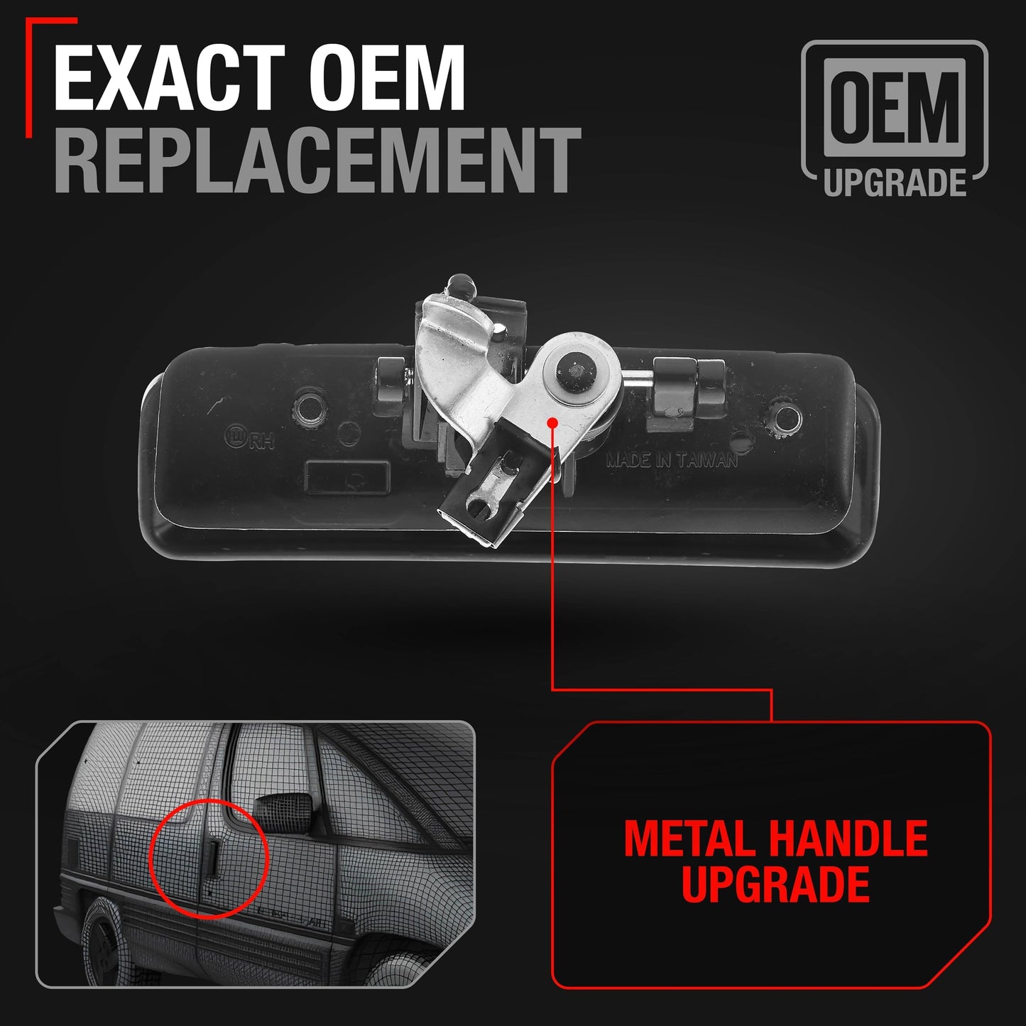 1985-1992 Chevrolet Astro GMC Safari 1990-1996 Pontiac Trans Sport Oldsmobile Silhouette Lumina APV Exterior Front Passenger Door Handle - Metal - Passenger Front Handle