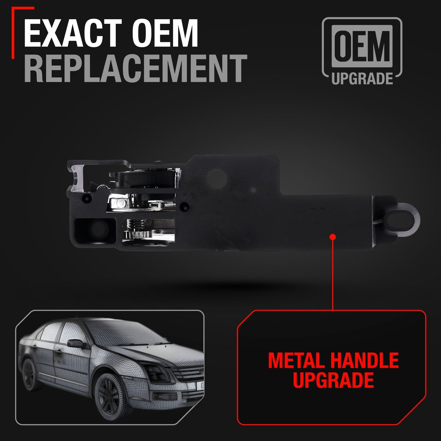 2006-2012 Ford Fusion 2007-2012 Lincoln MKZ 2006-2011 Mercury Milan Interior Front Passenger Door Handle Replacement - All Chrome Metal Lever - Front Passenger Handle - Metal