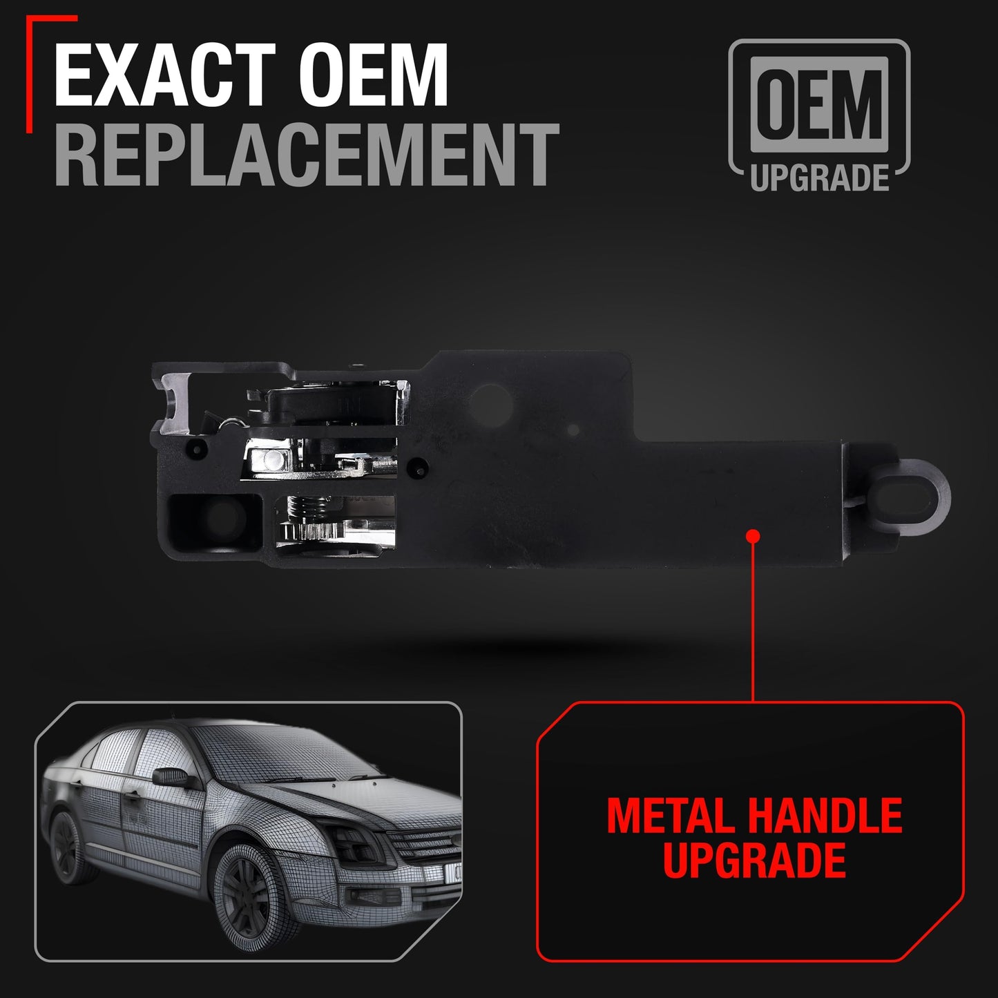 2006-2012 Ford Fusion 2007-2012 Lincoln MKZ 2006-2011 Mercury Milan Interior Front Passenger Door Handle Replacement - All Chrome Metal Lever - Front Passenger Handle - Metal