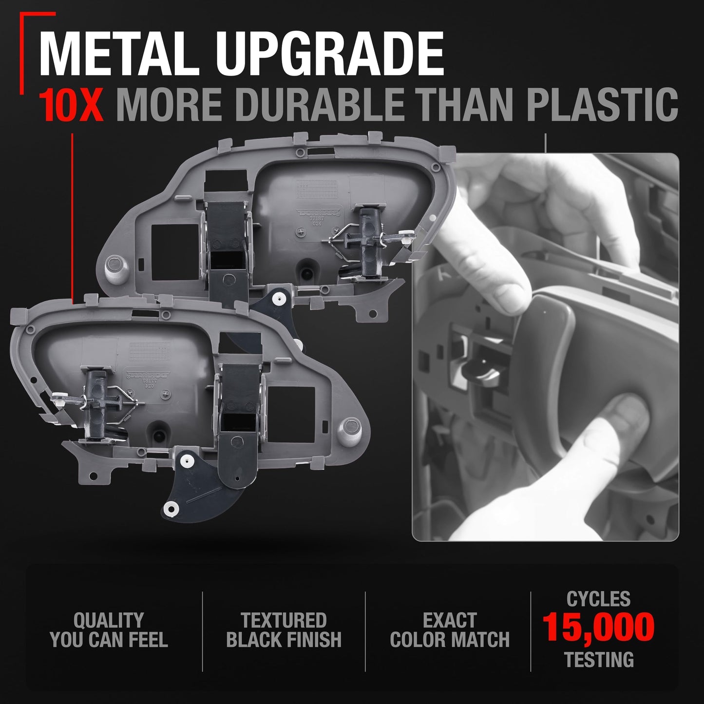 1988-1999 Chevrolet C1500 K1500 GMC C1500 K1500 Interior Front Driver and Passenger Door Handle Upgraded Metal - Textured Gray - Driver & Passenger Sides