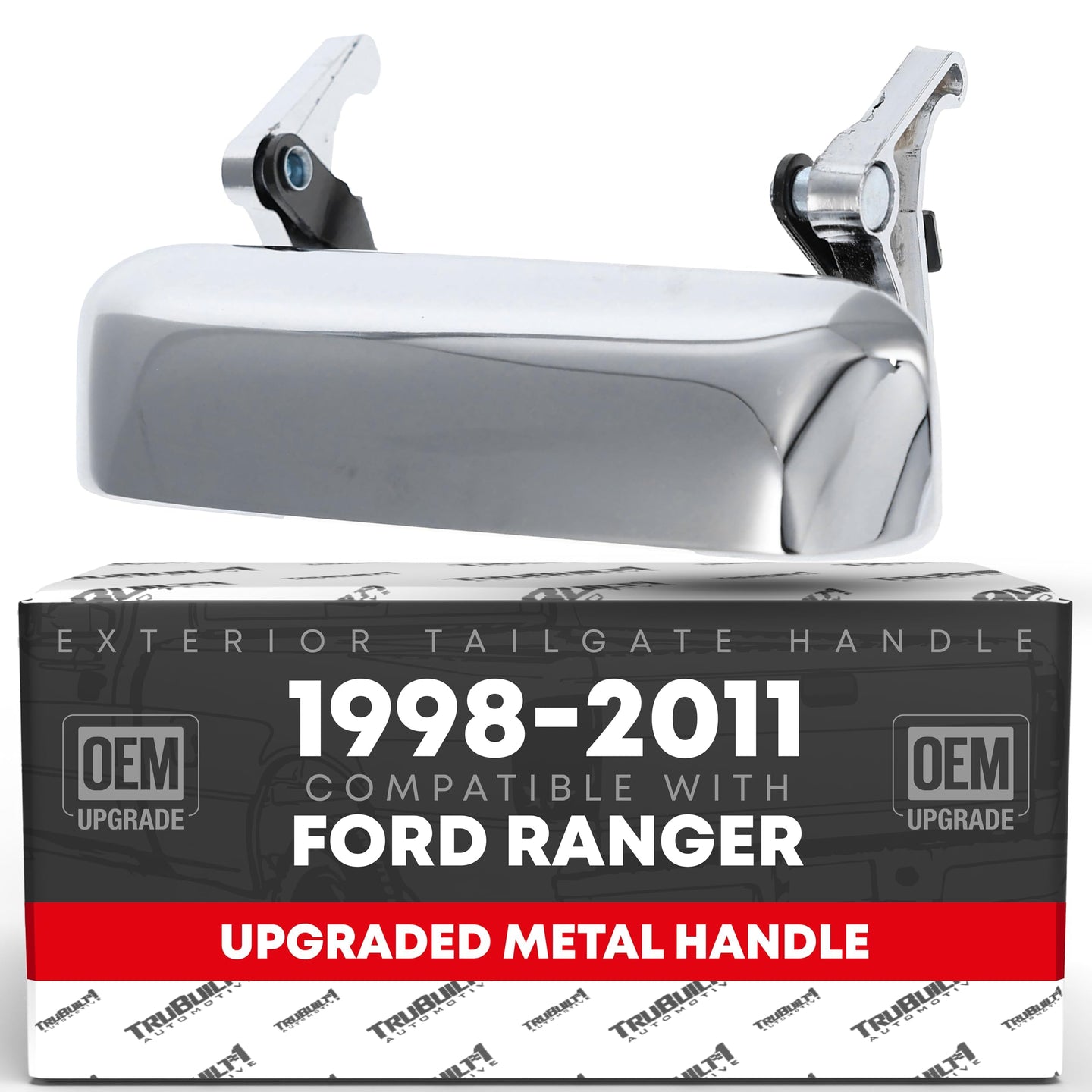 1998-2011 Ford Ranger Tailgate Handle Latch Replacement, Upgraded Metal - All Chrome - All-Chrome Tailgate Handle