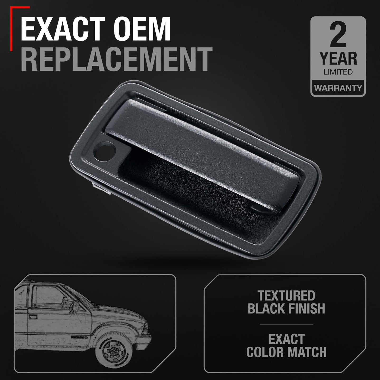 1998-2004 Chevrolet Blazer S10 GMC Jimmy Sonoma Envoy Isuzu Hombre Oldsmobile Bravada Exterior Front Passenger Door Handle - Textured Black - Front Passenger Door Handle