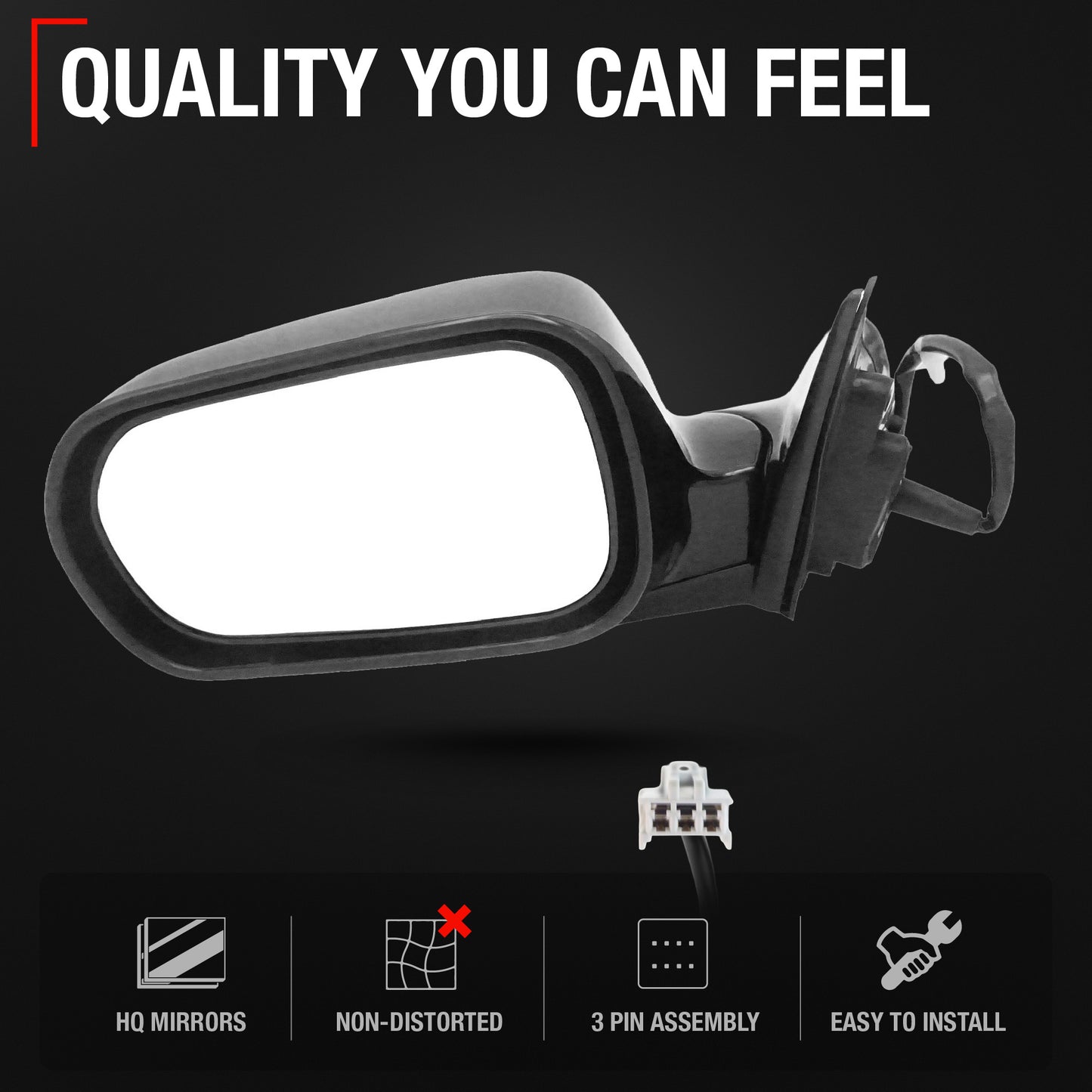 Driver Side Power Adjustable Side View Mirror - Compatible with 1998-2002 Honda Accord - Power Adjust, Non-Heated, Manual Folding - Paintable Smooth Housing - OEM 76250S84A31ZB