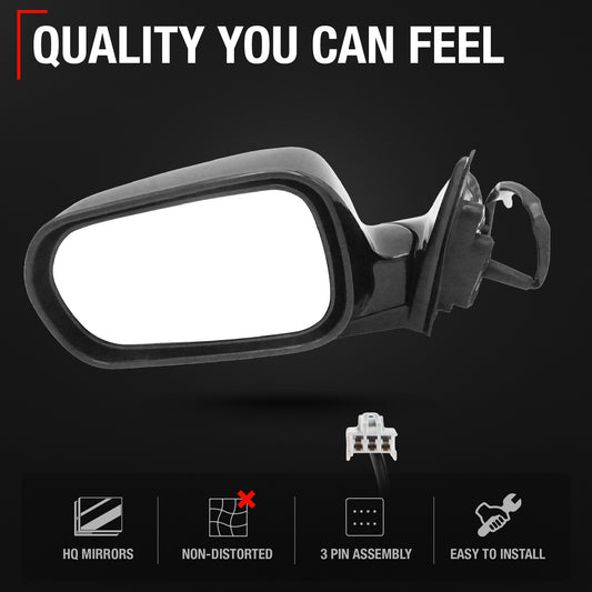Driver Side Power Adjustable Side View Mirror - Compatible with 1998-2002 Honda Accord - Power Adjust, Non-Heated, Manual Folding - Paintable Smooth Housing - OEM 76250S84A31ZB