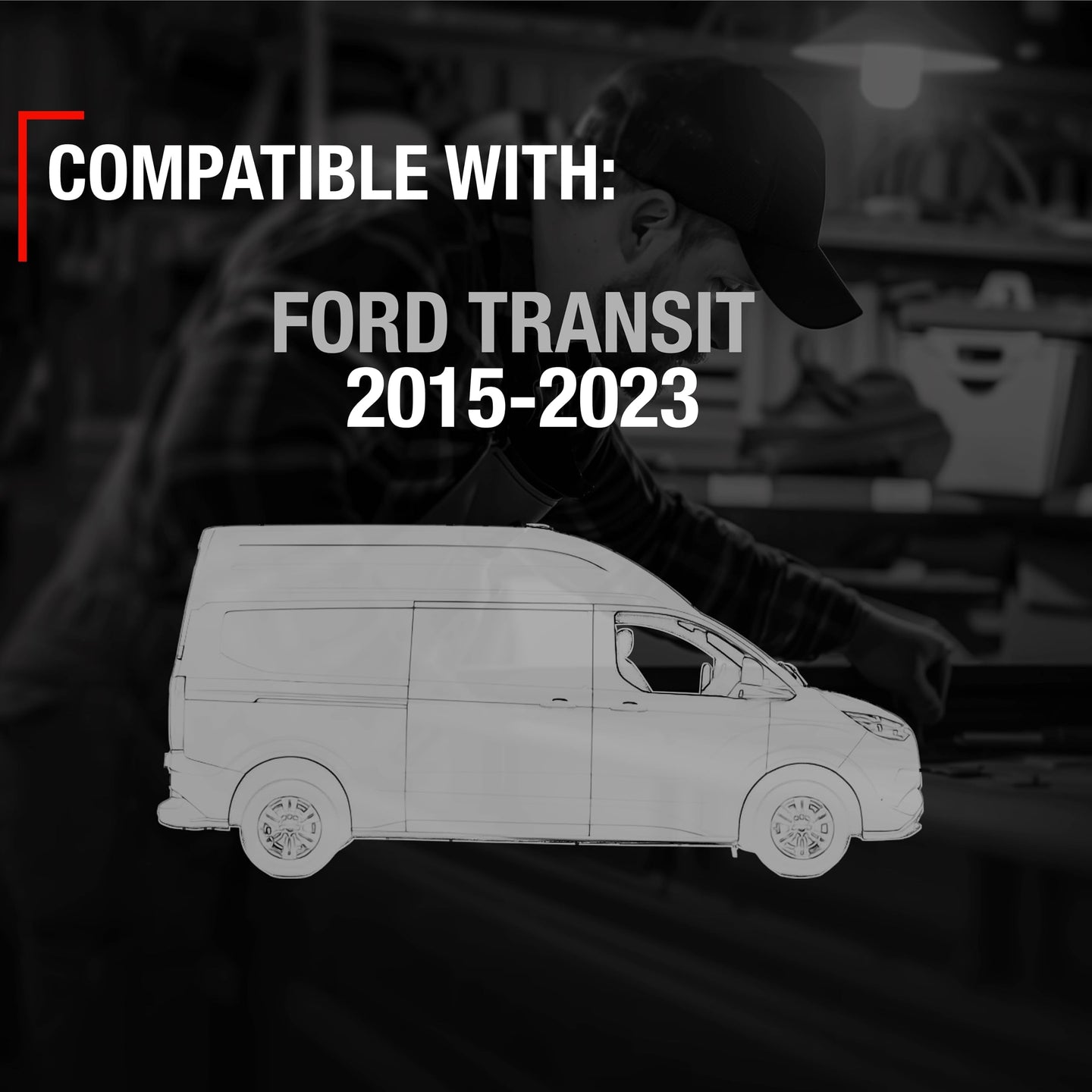 2015-2023 Ford Transit Exterior Hinged and Sliding Passenger Door Handle and Cover Replacement Set - Textured Black - Exterior Driver Door Handle