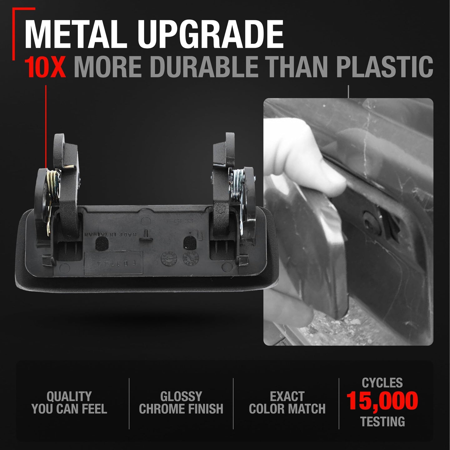 1998-2001 Ford Explorer Mercury Mountaineer Exterior Front Driver or Passenger Door Handle, Upgraded Metal - Textured Black - Front Driver or Passenger Handle