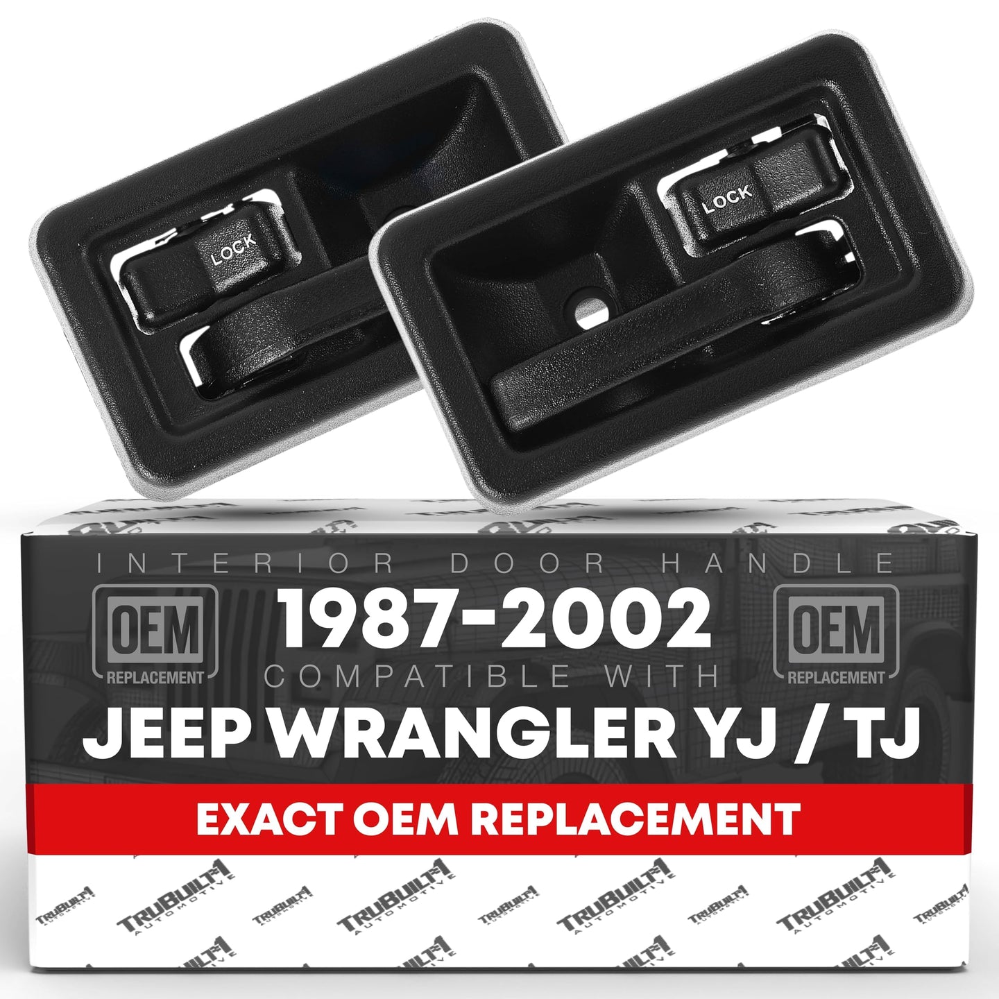 1984-2002 Jeep Wrangler Interior Front/Rear Driver and Passenger Door Handle Set - Textured Black Plastic - Driver + Passenger Door Handle