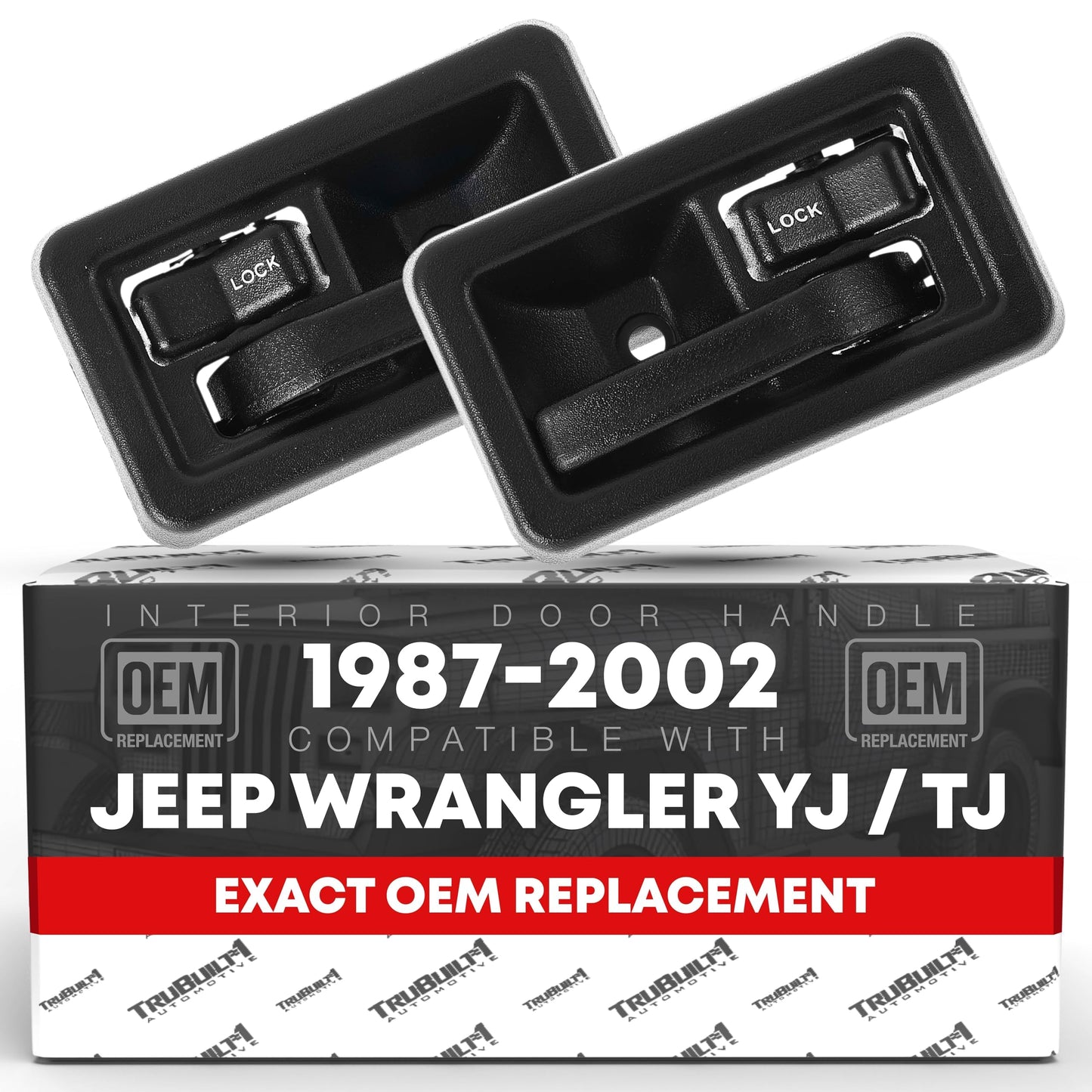 1984-2002 Jeep Wrangler Interior Front/Rear Driver and Passenger Door Handle Set - Textured Black Plastic - Driver + Passenger Door Handle