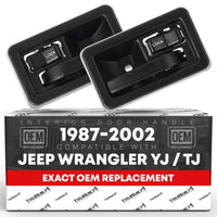 1984-2002 Jeep Wrangler Interior Front/Rear Driver and Passenger Door Handle Set - Textured Black Plastic - Driver + Passenger Door Handle