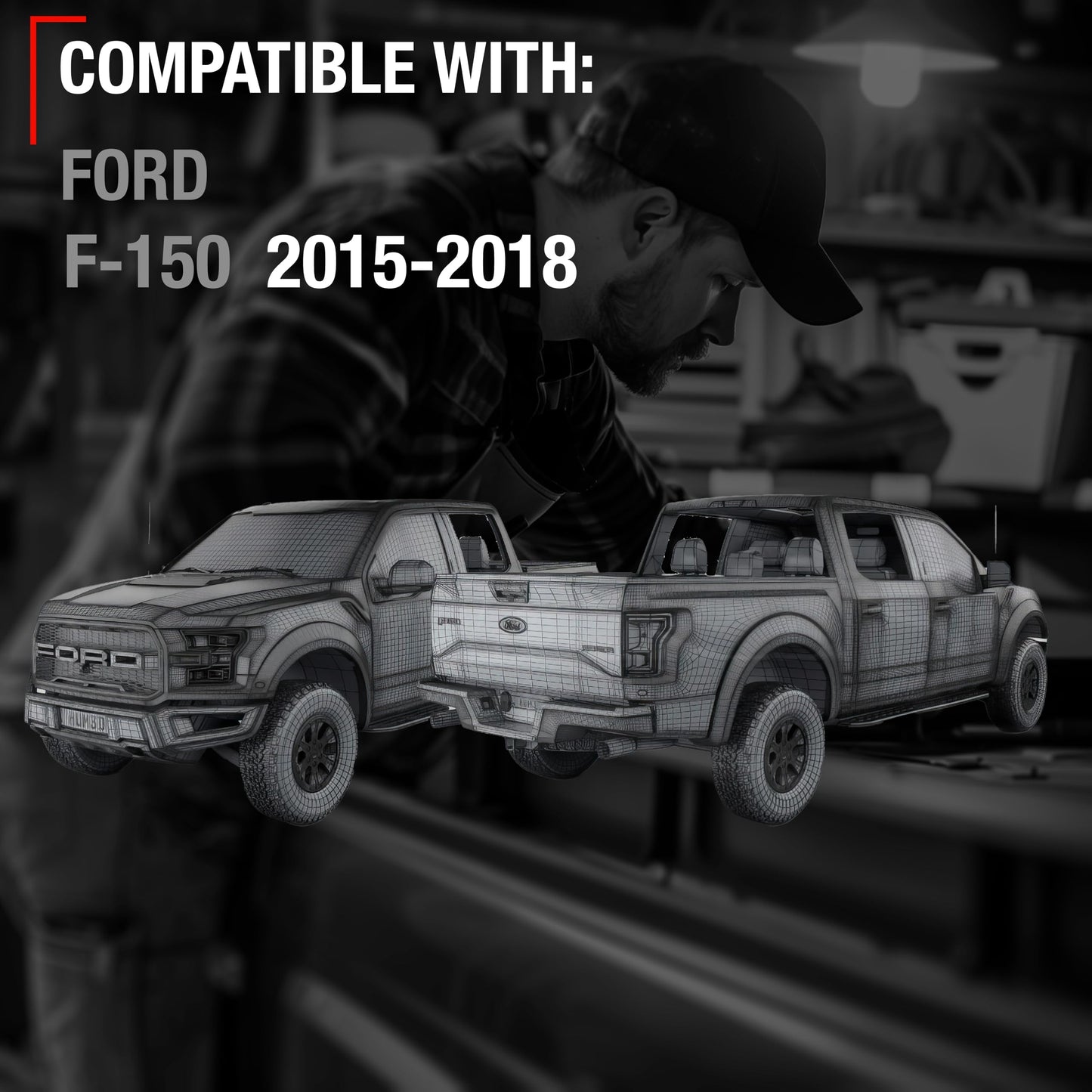 Ford F-150 Tailgate Handle - All Chrome - Upgraded Metal Latch Assembly with Keyhole - 2015-2018