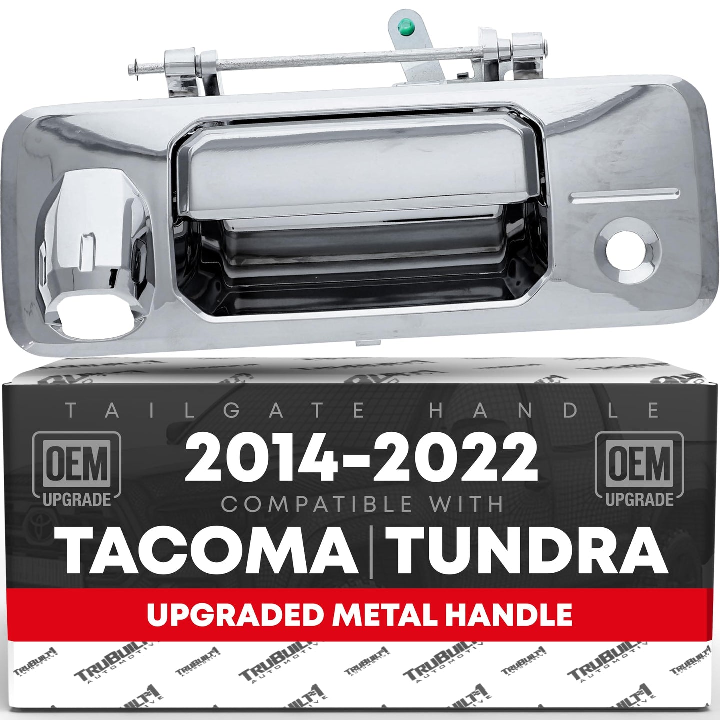 Toyota Tacoma Tailgate Handle, Upgraded Metal - Chrome with Camera Hole and LED Hole - Chrome Tailgate Handle