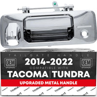 2014-2022 Toyota Tacoma Tundra Tailgate Handle Assembly Upgraded Metal Chrome with Camera and LED Hole - Chrome Tailgate Handle