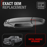 2007-2014 Chevrolet Silverado; 2007-2014 GMC Sierra 1500 2500 3500; Cadillac Escalade Exterior Front Passenger Door Handle, Upgraded Metal - Textured Black - Front Passenger Side Handle