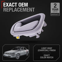 1998-2002 Toyota Corolla Interior Rear Driver Door Handle Replacement - Light Gray Charcoal Plastic - Rear Driver Side Handle