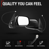 2013-2016 Honda Accord 4D Passenger Side Mirror Replacement - Powered Adjustment, Manual Fold, Convex Glass - Smooth Black - Passenger Side Mirror