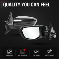 2017-2021 Honda Civic Sedan Coupe Driver Side Mirror Replacement Powered Manual Fold Flat Glass Smooth Black - Driver Side Mirror