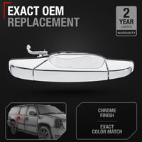 2007-2013 Chevrolet Avalanche Silverado Suburban Tahoe GMC Sierra Yukon Cadillac Escalade Exterior Rear Passenger Door Handle - Chrome Plastic - Rear Right Passenger Side
