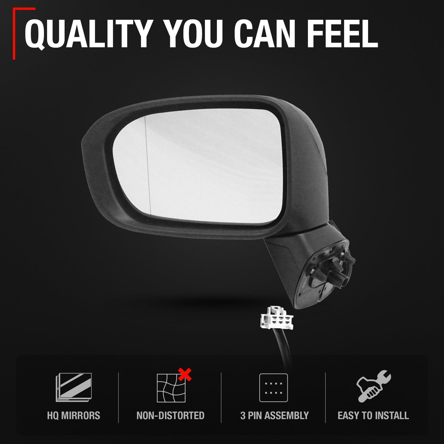 Driver Side Power Adjustable Side View Mirror - Compatible with 2014-2015 Honda Civic - Power Adjust, Non-Heated, Manual Folding - Paintable Textured Black Housing - OEM 76258TR4C01-PFM - Driver Side Mirror