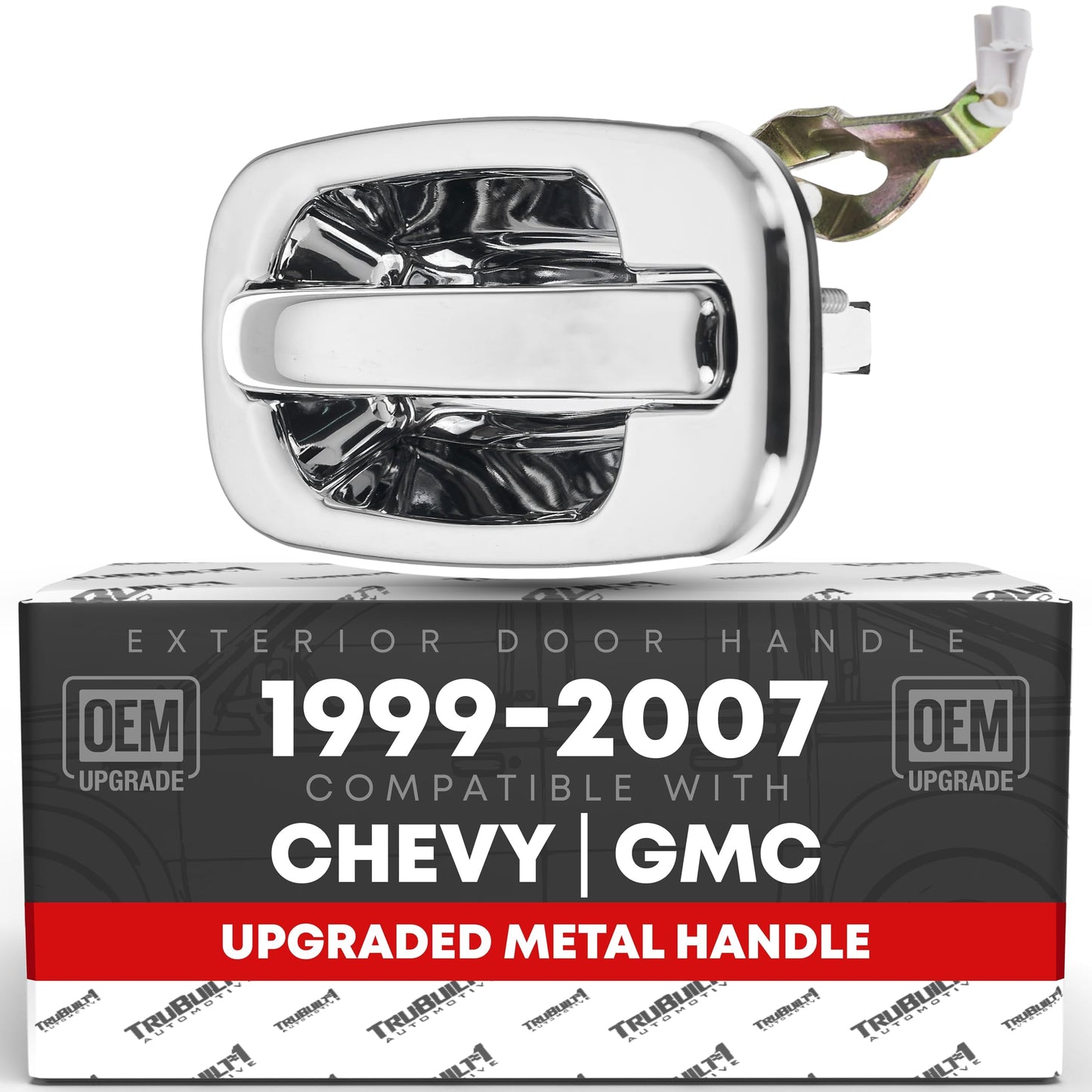 Exterior Rear Driver Door Handle, Upgraded Metal - Compatible with 1999-2006 Chevrolet Silverado, Suburban, Tahoe, Avalanche; 99-06 GMC Sierra, Yukon - All Chrome - OEM 15721571, 91132 - Rear Driver Side Handle