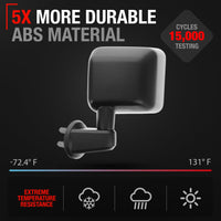 2007-2013 Jeep Wrangler Driver Side Mirror Replacement - Manual Folding Flat Glass Textured Black Cover - Driver Side Mirror