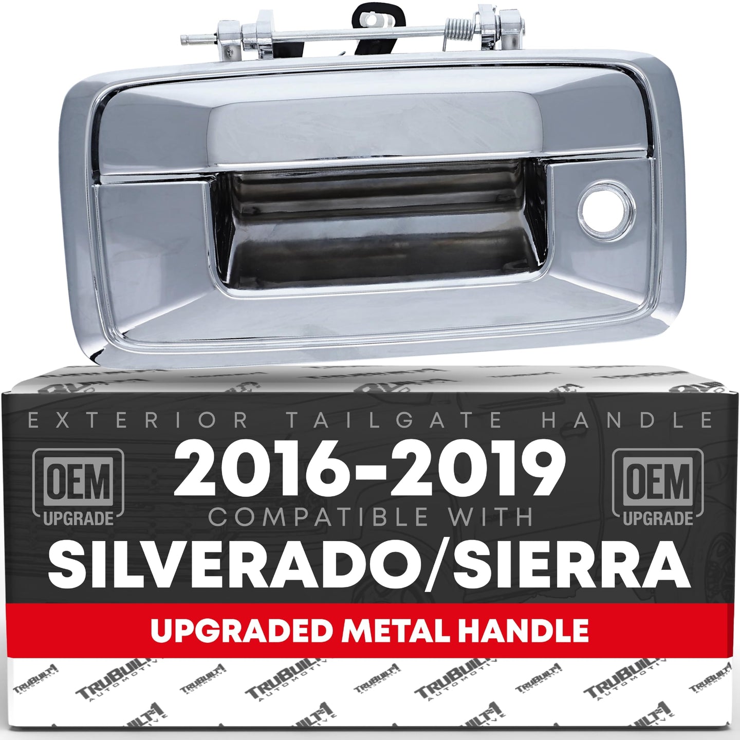 2016-2019 Chevrolet Silverado GMC Sierra Tailgate Handle Assembly - Upgraded Metal Liftgate Latch Handle Chrome with Keyhole - ChromeTailgate Door Hadle