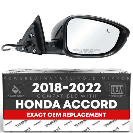 Honda Accord Side Mirror, Passenger Side - Heated, Turn Signal, Convex Glass, Smooth Black Finish - Passenger Side Mirror