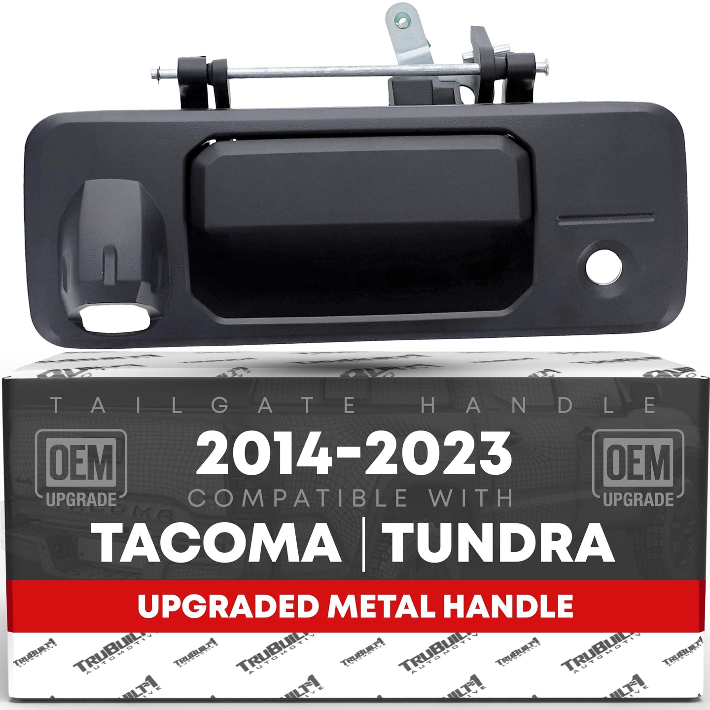 2014-2022 Toyota Tacoma Tundra Tailgate Handle Assembly Upgraded Metal Textured Black with Camera Hole LED Hole - Texture Tailgate Handle