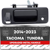 2014-2022 Toyota Tacoma Tundra Tailgate Handle Assembly Upgraded Metal Textured Black with Camera Hole LED Hole - Texture Tailgate Handle