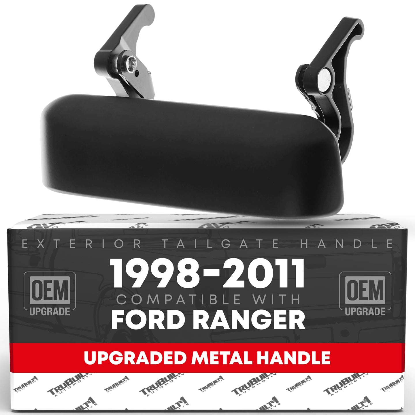 Ford Ranger Tailgate Handle, Upgraded Metal - Smooth Black, Plastic Housing - Smooth Tailgate Handle